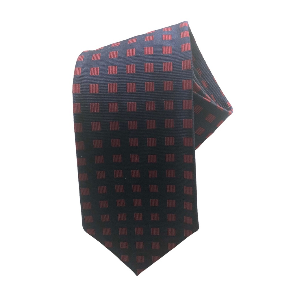 Brooks Brothers Makers Navy Blue with Dark Red Bars 100% Silk Tie